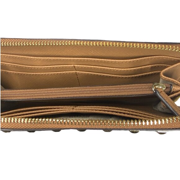 Michael Kors Jet Set Studded Zip Around Continental Wallet Acorn w/ GIFT BOX MK - Picture 10 of 11